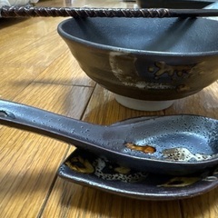 【200円】未使用品 茶碗 飯椀 スプーン レンゲ お箸セット の画像
