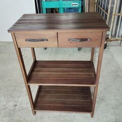 天然木引き出し付き３段ラック『中古美品』の画像