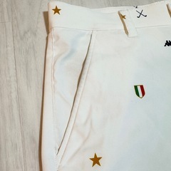 Kappa ゴルフ 刺繍ロゴ 総柄 ハーフパンツ ホワイト Mサイズの画像