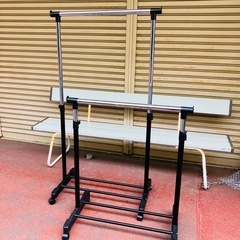 2個セット ハンガーラック ブラック 高さ調節可能 キャスター付き の画像