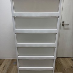 木製天板付き 6段衣装ケース キャスター有りの画像