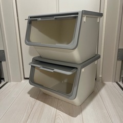 収納ボックス ベージュ グレー 2個セットの画像