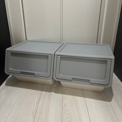 収納ボックス ベージュ グレー 2個セットの画像