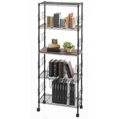 値下げ【美品】ルミナス 木棚付きブックシェルフ 5段 幅59.5cm ダークブラウン WS6015-5BBの画像