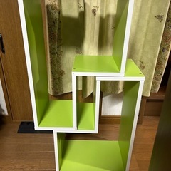 カラフル　ライムグリーン　L型シェルフ 2点の画像