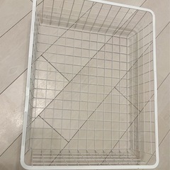 ★500円【中古】収納カゴ かご ケース  ホワイト 白　網　スチールの画像