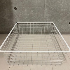 ★500円【中古】収納カゴ かご ケース  ホワイト 白　網　スチールの画像