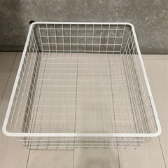 ★500円【中古】収納カゴ かご ケース  ホワイト 白　網　スチールの画像