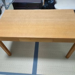 木製長方形テーブル 引き出し付きの画像