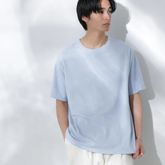 [NANO universe] 汗染み防止 Tシャツ ブルー Mサイズの画像