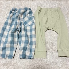 西松屋　パンツ　チェック柄　ワッフル地　2点セット　80サイズの画像