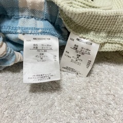 西松屋　パンツ　チェック柄　ワッフル地　2点セット　80サイズの画像
