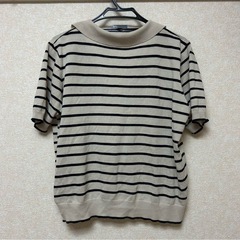 SHEIN ストライプ ポロネック 半袖ニット Mサイズの画像