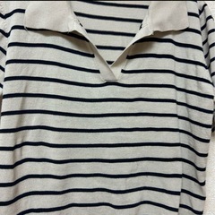 SHEIN ストライプ ポロネック 半袖ニット Mサイズの画像