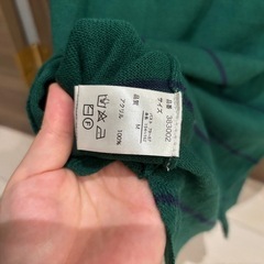 緑 ボーダー ニット Vネックの画像