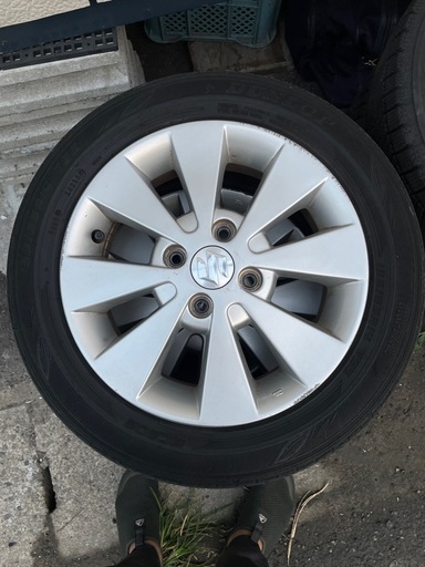 スズキ アルミホイール 4本セット（ダンロップタイヤ 155/65R14付き）
