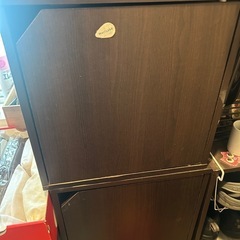 収納ボックス　木製　扉付き　2ケの画像