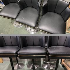 バーチェア 6脚セット 回転 ハイチェア 店舗 飲食店 ブラック 幅42cm×奥行43cm×高さ94cm（座高65cm） の画像