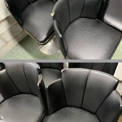 バーチェア 6脚セット 回転 ハイチェア 店舗 飲食店 ブラック 幅42cm×奥行43cm×高さ94cm（座高65cm） の画像