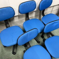 ワークチェア 5脚セット パソコンチェア 事務椅子 昇降 回転 ブルー 幅50cm×奥行50cm×高さ73cm～84cm（座高39cm～50cm）の画像