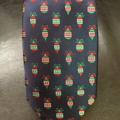 HISDERN シルク100% クリスマス ネクタイ 紺色 高級ネクタイの画像
