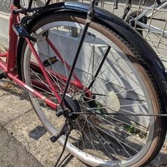 自転車　ママチャリ　赤の画像