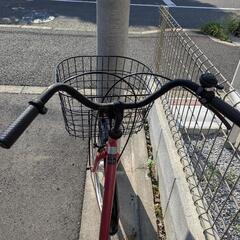 自転車　ママチャリ　赤の画像