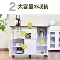 ［値下げ交渉可］8/31まで！キッチンカウンター　食器棚　カウンターテーブル　キャスター付きの画像