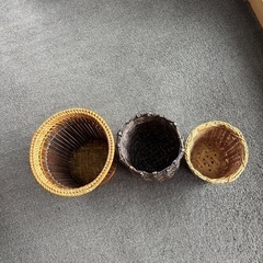 ラタンカゴ2、ハンドメイド紙製カゴ1、3個セットの画像