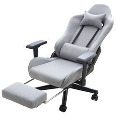 M　未使用/新品　ファブリック ゲーミングチェア 4Dアームレスト フットレスト付 リクライニング ハイバック 肘掛 オフィスチェア オフィスチェアー パソコンチェア ゲーム椅子の画像
