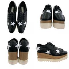 186000 新品未使用 Stella McCartney ステラマッカートニー エリス スター 厚底スニーカー 23cm EU36 NMF15-X29N5  23 ブラック ホワイト　プレーン レディース [1000025411200]の画像