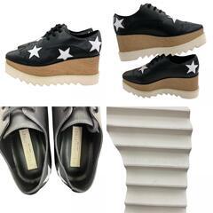 186000 新品未使用 Stella McCartney ステラマッカートニー エリス スター 厚底スニーカー 23cm EU36 NMF15-X29N5  23 ブラック ホワイト　プレーン レディース [1000025411200]の画像