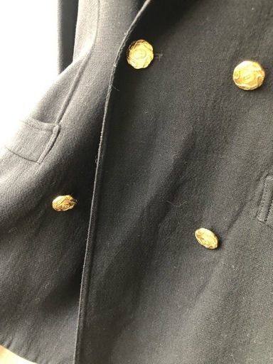 ★GUCCI  ジャケット　レディース　L 金ボタン　ゴールド　ネイビー