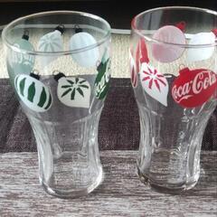 コカコーラのお皿とグラスの画像