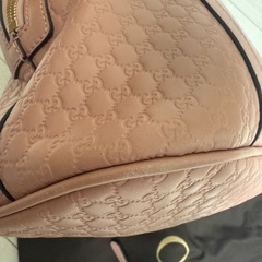 GUCCI グッチ ハンドバッグ シマレザー ピンク ショルダー付き　の画像