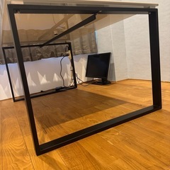 大理石風天板 ダイニングテーブル／デスク（ブラックスチール脚）の画像