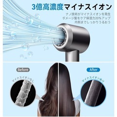 決まりました　⭐️ ヘアドライヤー 高濃度マイナスイオン大風量 速乾 4段階風温自由調節　(ホワイト) コンパクト 持ち運び便利 低騒音 軽量 過熱防止 ヘアケアの画像