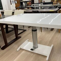 ★ジモティ割引あり★【リユースのサカイ野々市店】A-145　昇降ﾃｰﾌﾞﾙ　白　 120(幅)×80(奥行き)×MAX74(高さ)cm ※クリーニング済みの画像