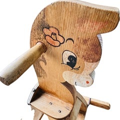 ヴィンテージ ロッキングホースカー 木馬 車輪付き T08009の画像