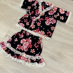 ▶️無料　甚平　80cm スカート　花　フリル　女の子の画像