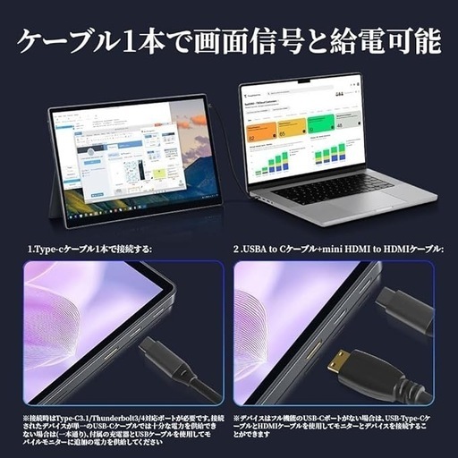 モバイルモニター 4K 15インチ　タッチパネル　ポータブルモニター