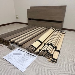 LED照明付きローベッド「Famite」シングル×2台／グレージュ／1台からOK【つくば市引き取り限定】 の画像