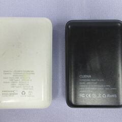 ( M-806 )モバイルバッテリー ２個セット HIDISC CLIENA 10000mAh PSEマーク認証 USB Type-B Type-C ホワイト 白 ブラック 黒 中古 動作確認済みの画像
