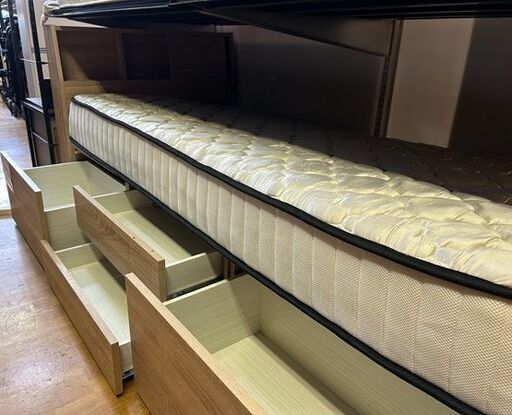 【リサイクルストアスターズ城西店】 【中古品】宮棚・コンセント付き収納シングルベッド　マットレス付き