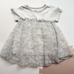 女の子100cm グレージュ系　半袖チュニック