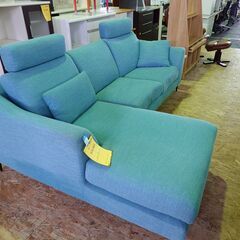 ジャングル×2 和泉大型良品館 3人掛けカウチソファー ブルー L字型の画像