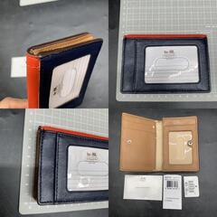J377　COACH コーチ レディース定期入れ　カードケース　パスケース 折りたたみ財布 オレンジ　外観美品※内部ベタ剥がれあり　メンズレディースの画像