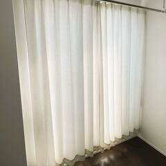 【ニトリ】カーテン＆レースのセット[100X198X2]、遮熱・遮像・採光レースカーテン(エコナチュレプレーン )の画像