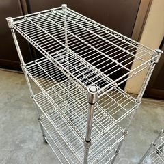 スチールラック DAISO 2セット(幅45×奥行25×高さ89cm1セット、幅40×奥行25×高さ89cm1セット) クロームメッキ キャスター付 ダイソーの画像