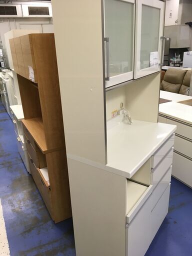 ★リユースのサカイ横浜南店★YM1389 パモウナ レンジボード ホワイト W90×D50×H203 クリーニング済み
